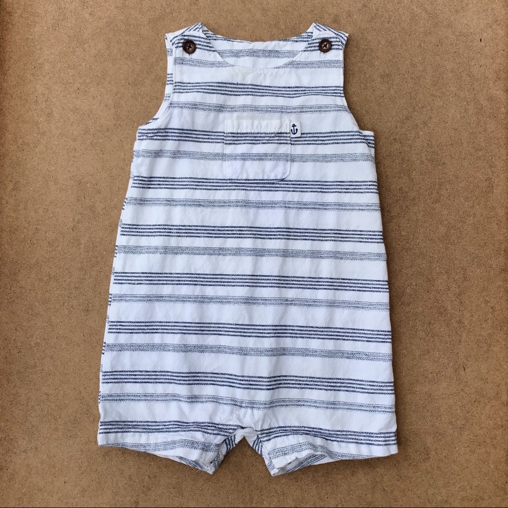 [SOLD] Navy Striped Captain Romper